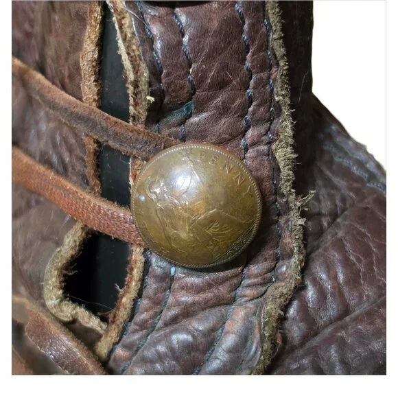 Vintage Unisex All Leather Native American Coin Laced Boots